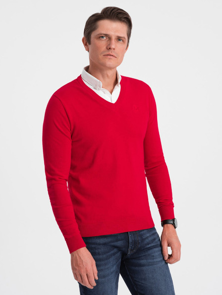 Ombre Clothing Rdeča moška majica z ovratnikom Ombre oblačila