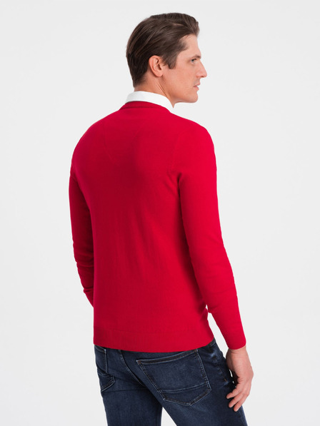 Ombre Clothing Rdeča moška majica z ovratnikom Ombre oblačila