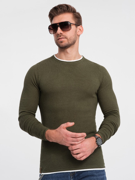 Ombre Clothing Kaki moški pulover Ombre oblačila