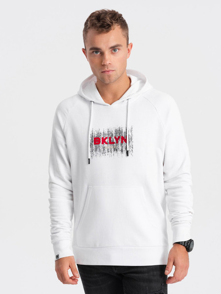 Ombre Clothing Bela moška kapuca s potiskom Ombre Clothing