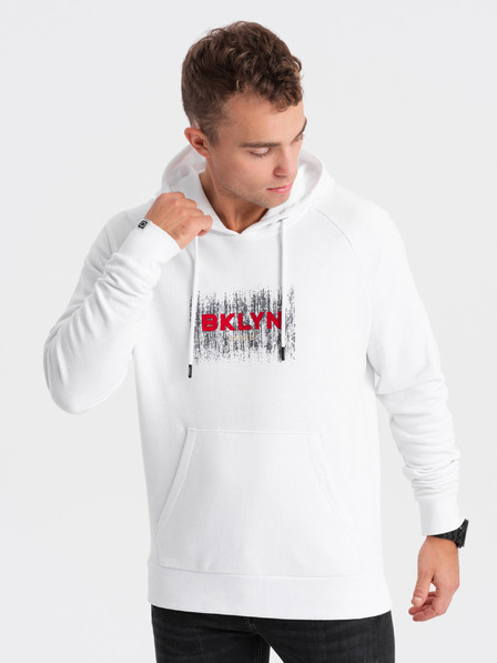 Ombre Clothing Bela moška kapuca s potiskom Ombre Clothing