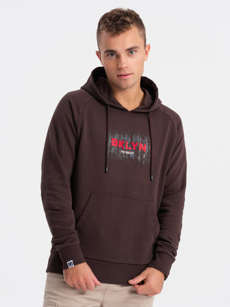 Ombre Clothing Temno rjava moška potiskana jopa Ombre Clothing
