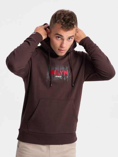 Ombre Clothing Temno rjava moška potiskana jopa Ombre Clothing