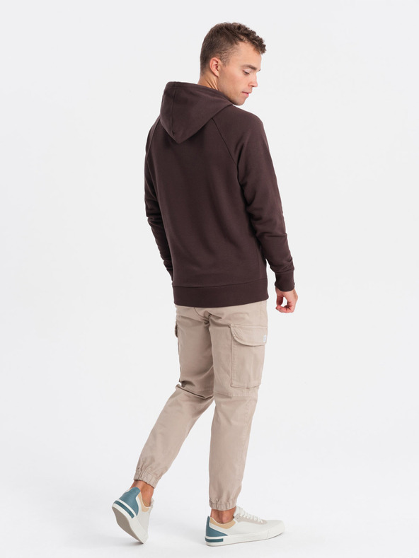 Ombre Clothing Temno rjava moška potiskana jopa Ombre Clothing