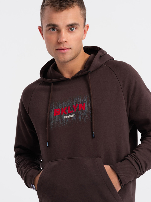 Ombre Clothing Temno rjava moška potiskana jopa Ombre Clothing