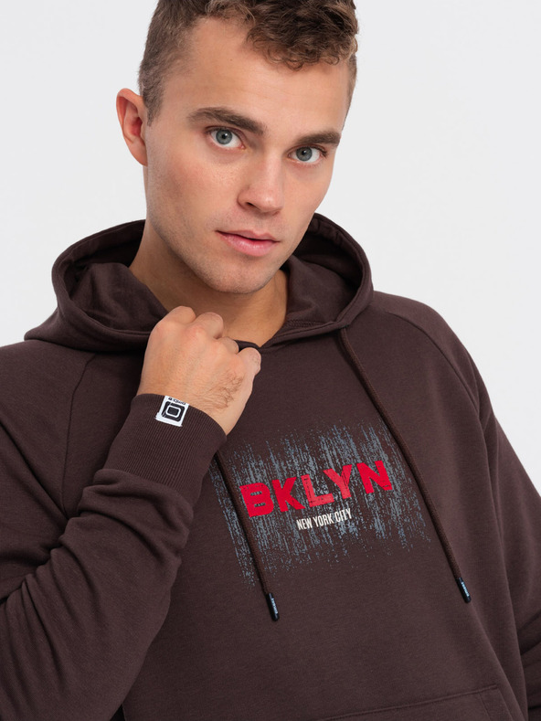 Ombre Clothing Temno rjava moška potiskana jopa Ombre Clothing