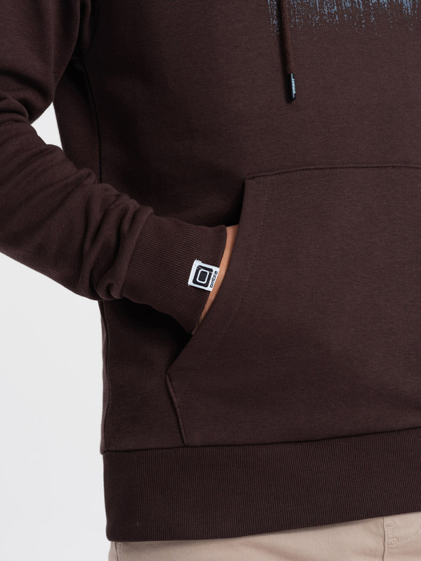 Ombre Clothing Temno rjava moška potiskana jopa Ombre Clothing