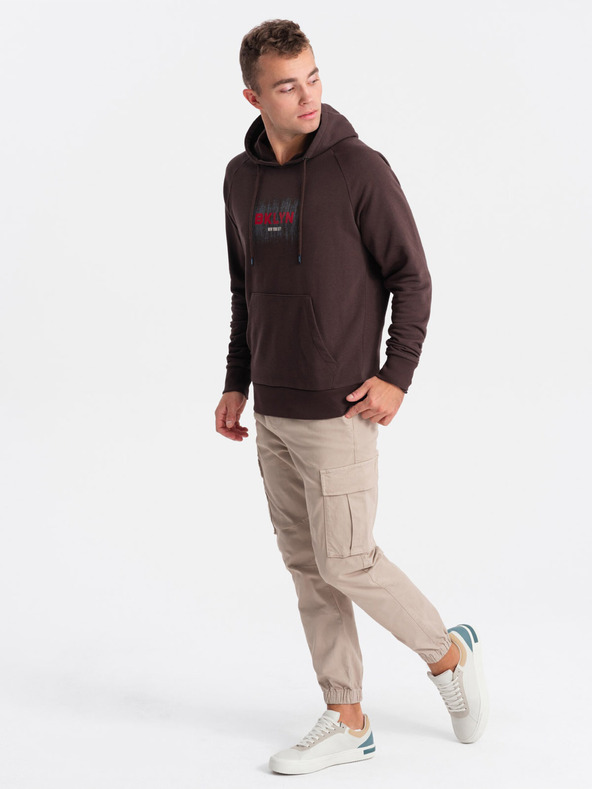 Ombre Clothing Temno rjava moška potiskana jopa Ombre Clothing