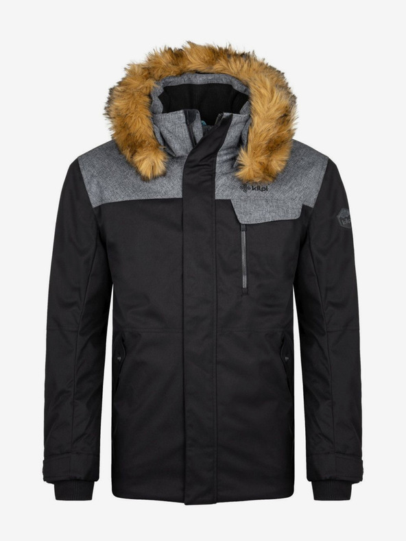 Kilpi Črna moška zimska jakna z umetnim krznom Kilpi ALPHA