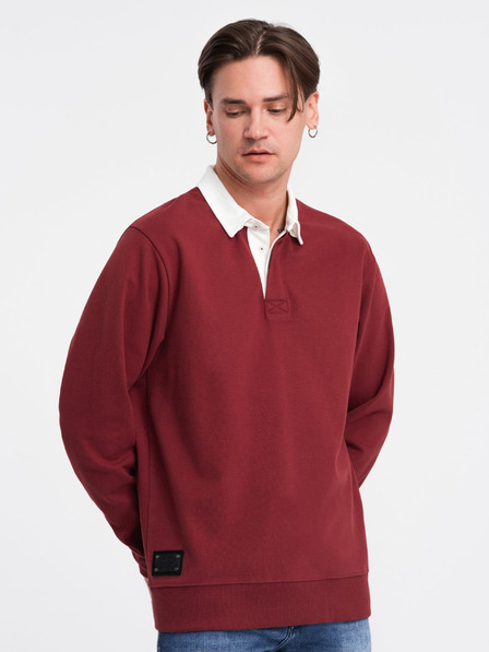 Ombre Clothing Moška jopa z ovratnikom v bordo barvi Ombre Clothing