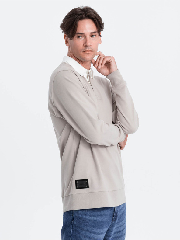 Ombre Clothing Svetlo siva Moška jopa z ovratnikom Ombre Oblačila