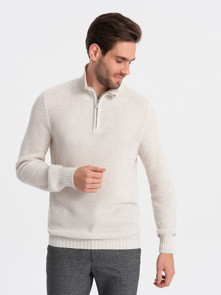 Ombre Clothing Kremasta moška jopa z ovratnikom Ombre Clothing