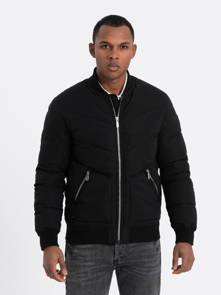 Ombre Clothing Črna moška prešita bomberka Ombre Clothing