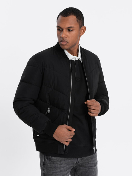 Ombre Clothing Črna moška prešita bomberka Ombre Clothing