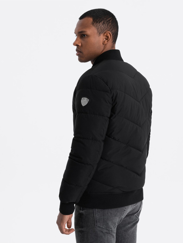 Ombre Clothing Črna moška prešita bomberka Ombre Clothing