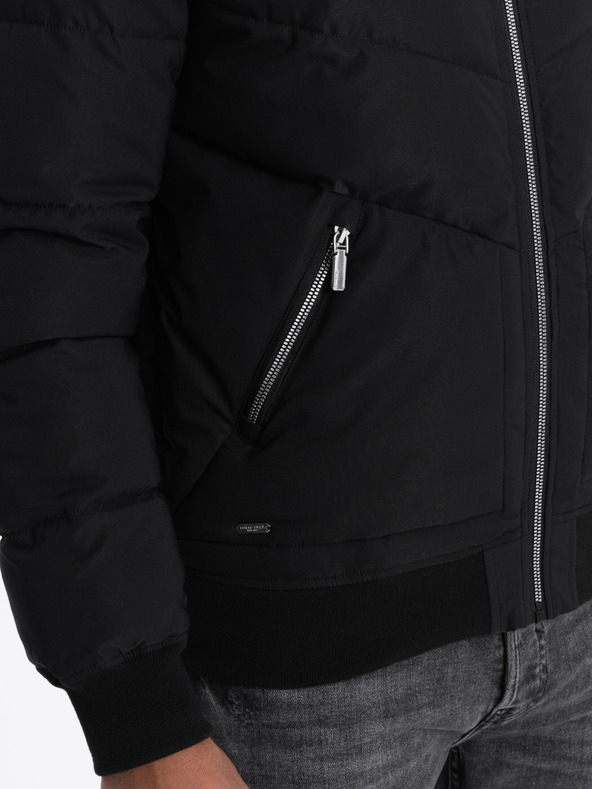 Ombre Clothing Črna moška prešita bomberka Ombre Clothing