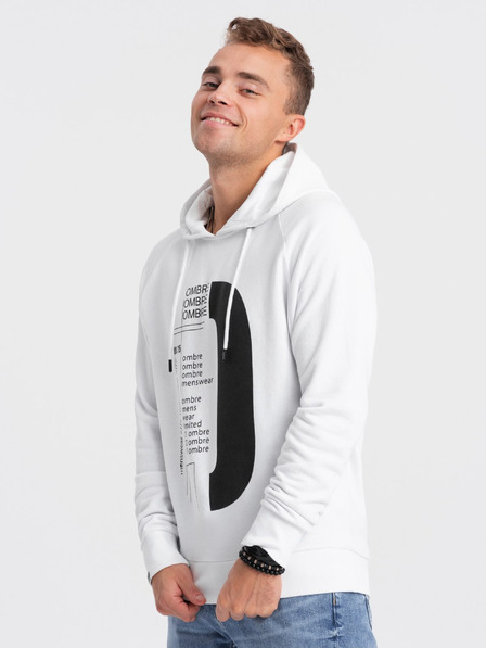 Ombre Clothing Bela moška kapuca s potiskom Ombre Clothing