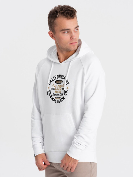 Ombre Clothing Bela moška kapuca s potiskom Ombre Clothing