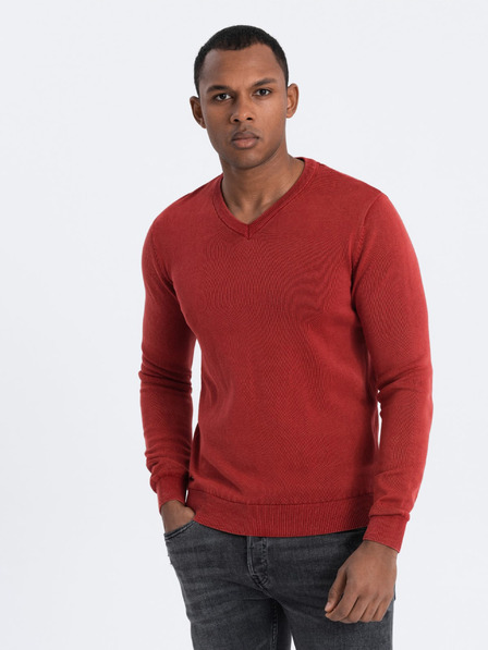 Ombre Clothing Rdeča moška osnovna jopa z v-izrezom Ombre Clothing