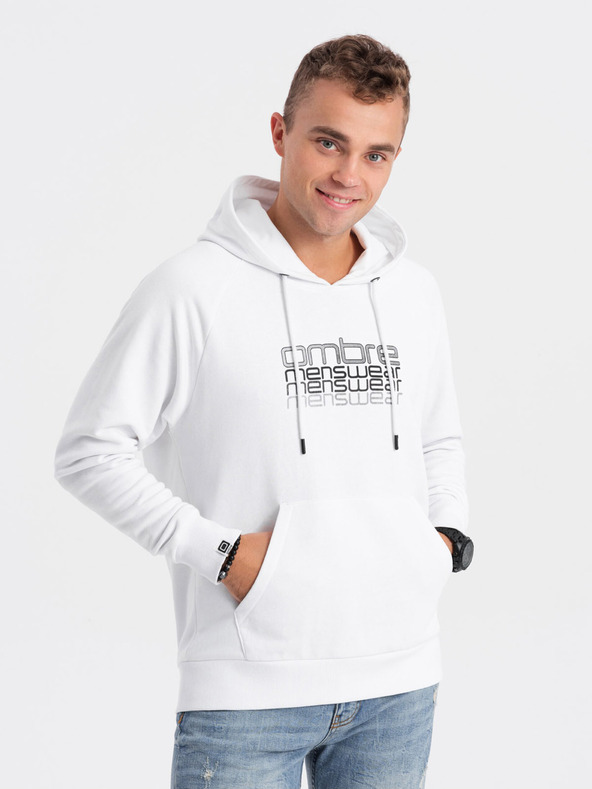 Ombre Clothing Bela moška jopa s kapuco Ombre Clothing