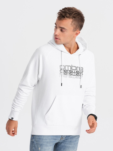Ombre Clothing Bela moška jopa s kapuco Ombre Clothing