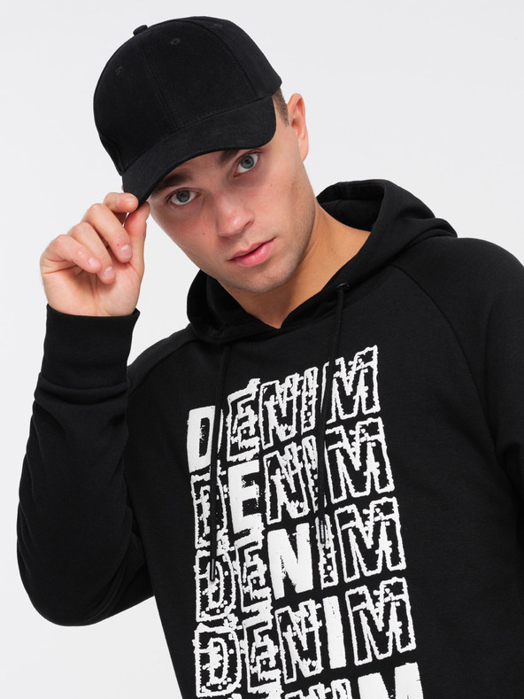 Ombre Clothing Črno-bela moška jopa s kapuco s potiskom Ombre Clothing