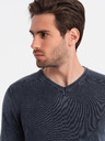 Ombre Clothing Temno moder moški osnovni pulover z v-izrezom Ombre Clothing