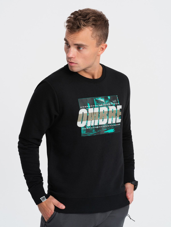 Ombre Clothing Črna moška jopa s potiskom Ombre Clothing