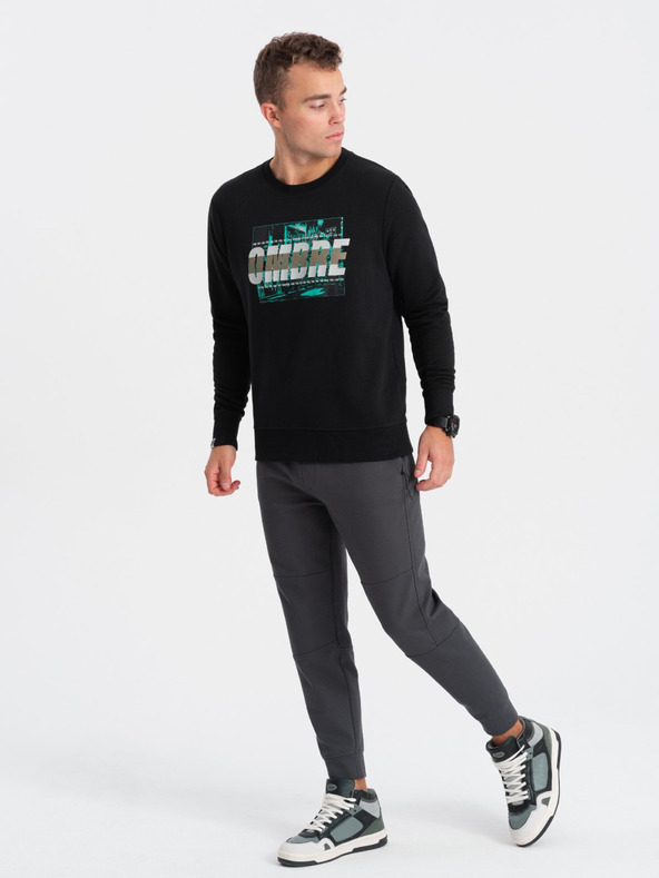 Ombre Clothing Črna moška jopa s potiskom Ombre Clothing