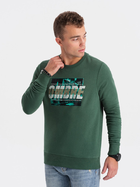 Ombre Clothing Zelena moška majica s potiskom Ombre Clothing
