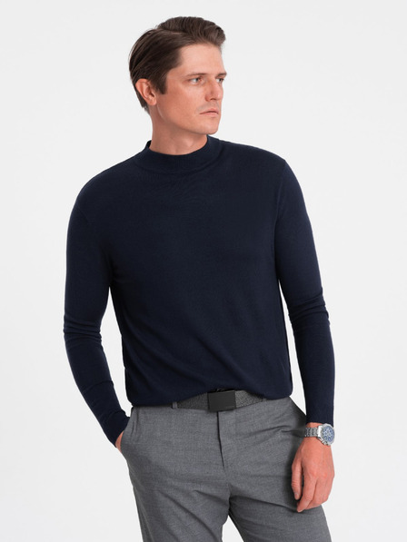 Ombre Clothing Temno modra moška osnovna jopa s pokončnim ovratnikom Ombre Clothing