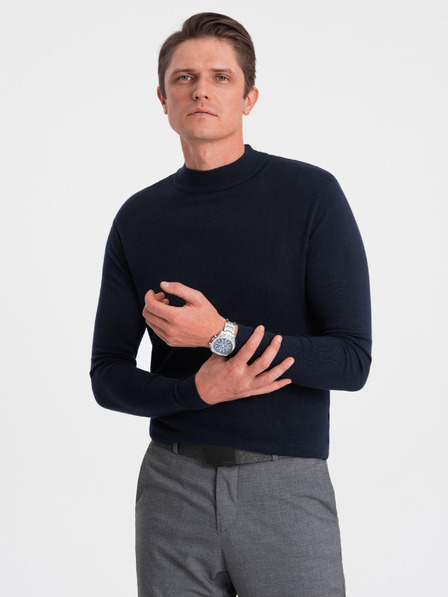 Ombre Clothing Temno modra moška osnovna jopa s pokončnim ovratnikom Ombre Clothing