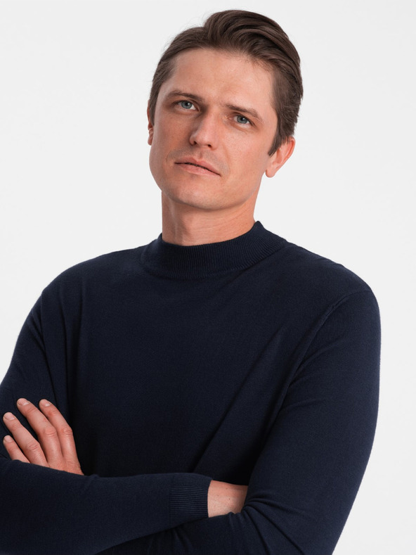 Ombre Clothing Temno modra moška osnovna jopa s pokončnim ovratnikom Ombre Clothing