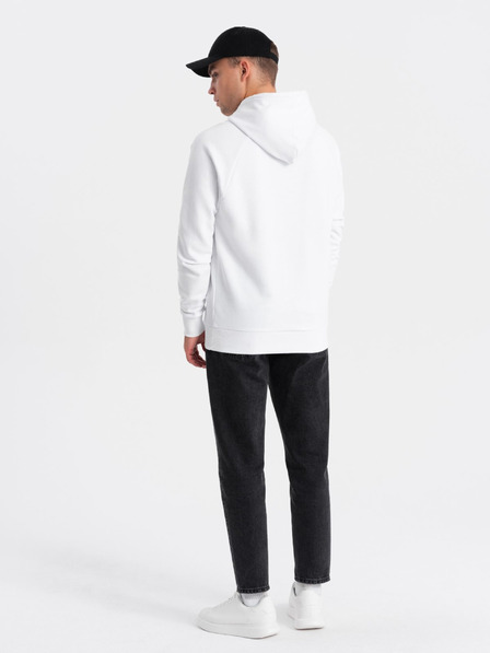 Ombre Clothing Rdeče-bela moška jopa s kapuco s potiskom Ombre Clothing
