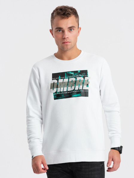 Ombre Clothing Bela moška kapuca s potiskom Ombre Clothing