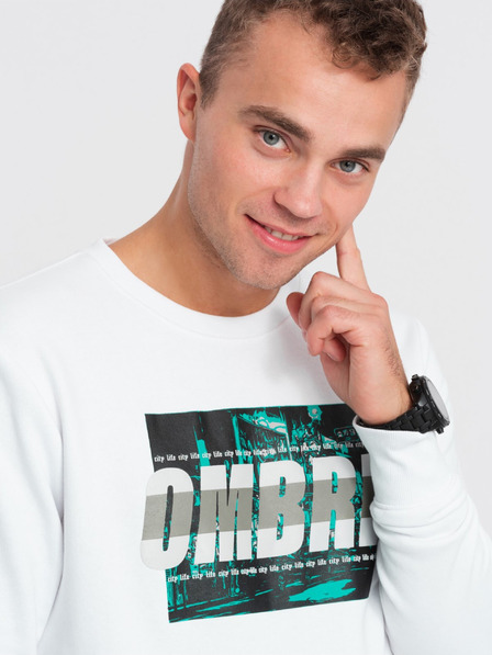 Ombre Clothing Bela moška kapuca s potiskom Ombre Clothing