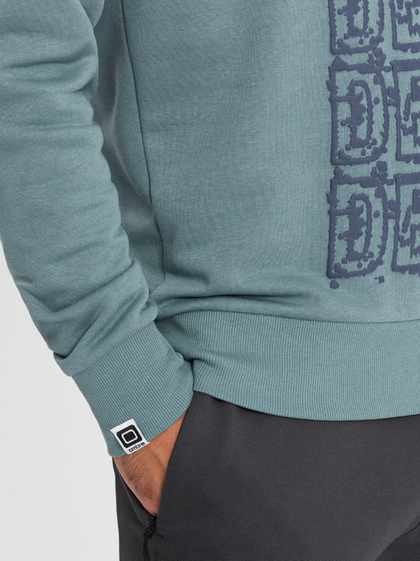 Ombre Clothing Modra moška jopa s kapuco s potiskom Ombre Clothing