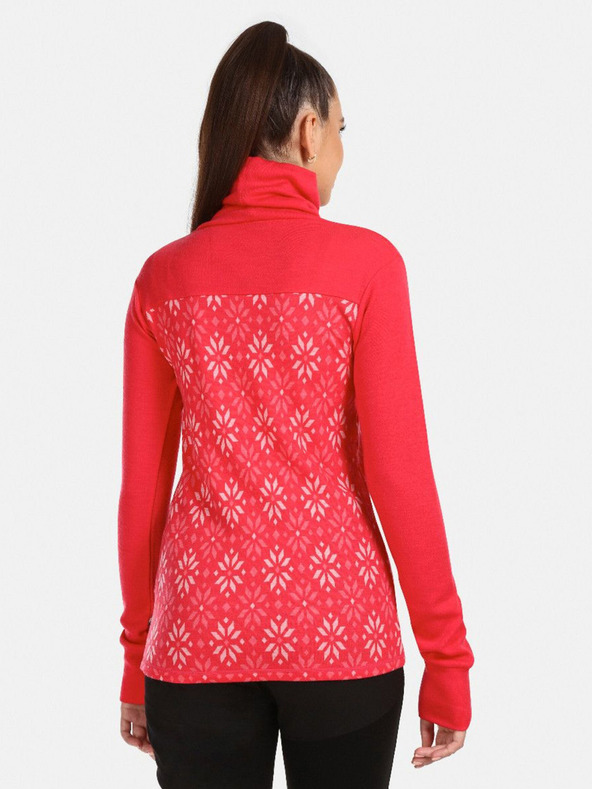 Kilpi Temno rožnata ženska majica z vzorčastim rolojem iz merino volne Kilpi JANNU