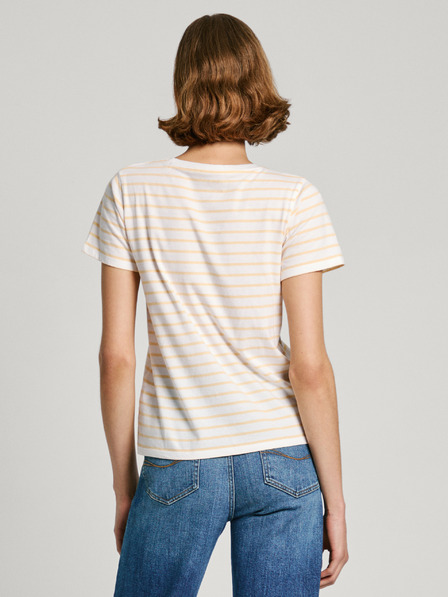 Pepe Jeans Rumeno-bela ženska črtasta majica Pepe Jeans