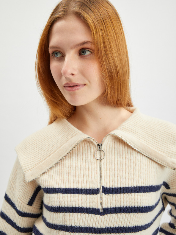 Orsay Kremast ženski črtast pulover ORSAY