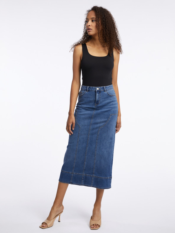 Orsay Temno modro žensko maksi krilo iz denima ORSAY