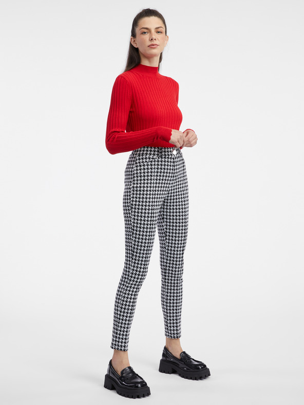 Orsay Belo-črne ženske vzorčaste hlače ORSAY