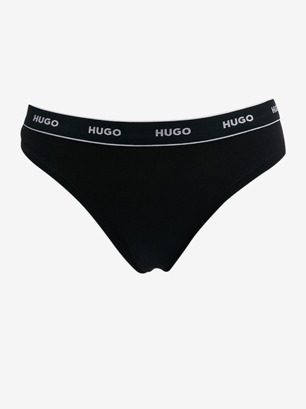 HUGO Komplet treh ženskih tangic v črni barvi HUGO