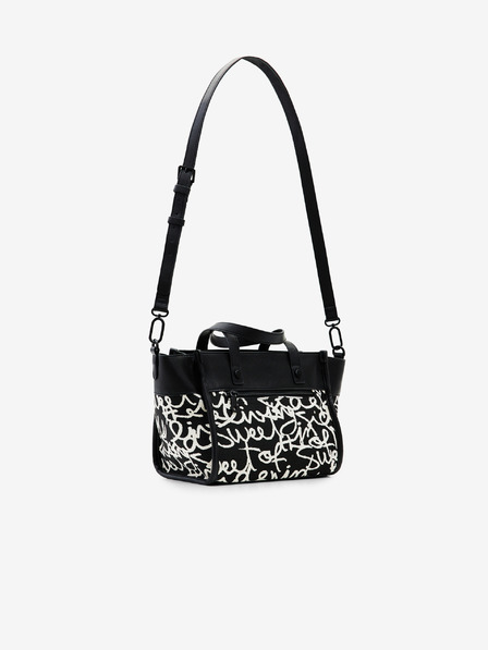 Desigual Krem in črna Desigual ženska torbica z napisom Guimar Mini vzorčasto