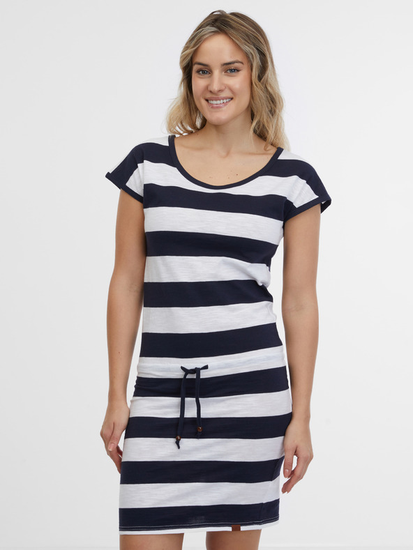 Sam 73 Belo-modra črtasta ženska obleka SAM 73 Reyna