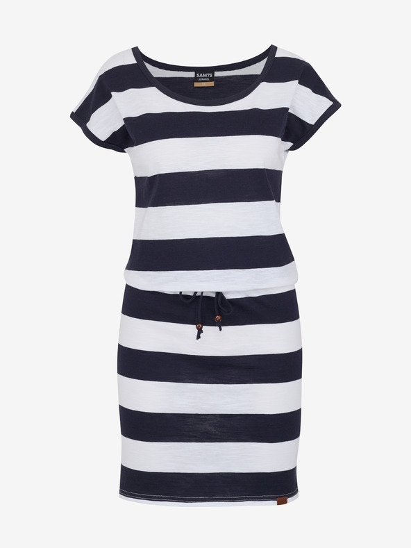 Sam 73 Belo-modra črtasta ženska obleka SAM 73 Reyna