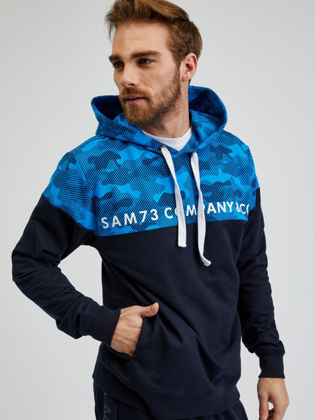 Sam 73 Modra moška majica s kapuco SAM73 Aquamarine
