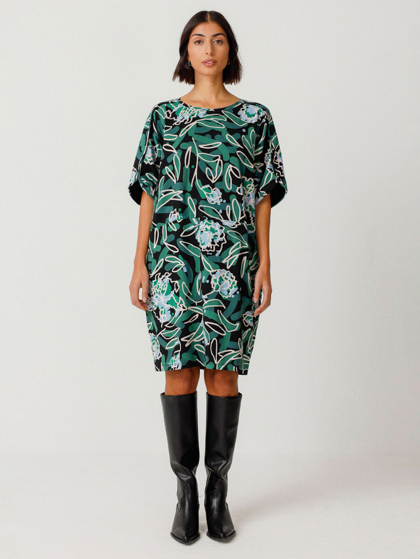 SKFK Zelena ženska cvetlična obleka SKFK Vestido Geaxi