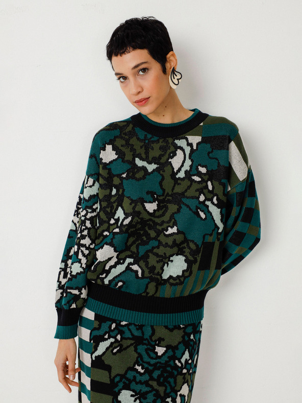 SKFK SKFK Suéter Larhun Zelena ženska jopa s cvetjem