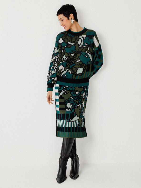 SKFK SKFK Suéter Larhun Zelena ženska jopa s cvetjem